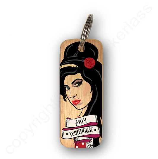 Amy Winehouse NEW Character Wooden Keyring - RWKR1