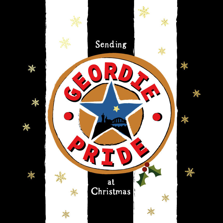 Sending Geordie Pride Black and White Newcastle Christmas Card --- (BWX1)