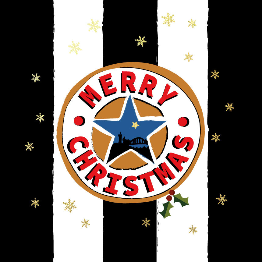 Merry Christmas Black and White Newcastle Christmas Card --- (BWX3)