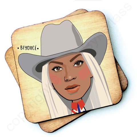 Beyonce Cowgirl Character Wooden Coaster - RWC1