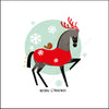 Horse Cosy Winter Rug Christmas Card with hand painted gold leaf --- CHDCX1