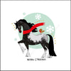 Horse Cosy Winter Scarf Christmas Card with hand painted gold leaf --- CHDCX2