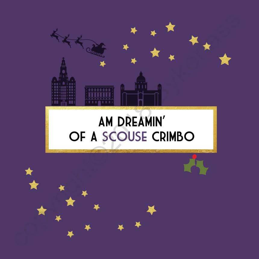 Am Dreamin of a Scouse Crimbo Christmas Card by Wotmalike