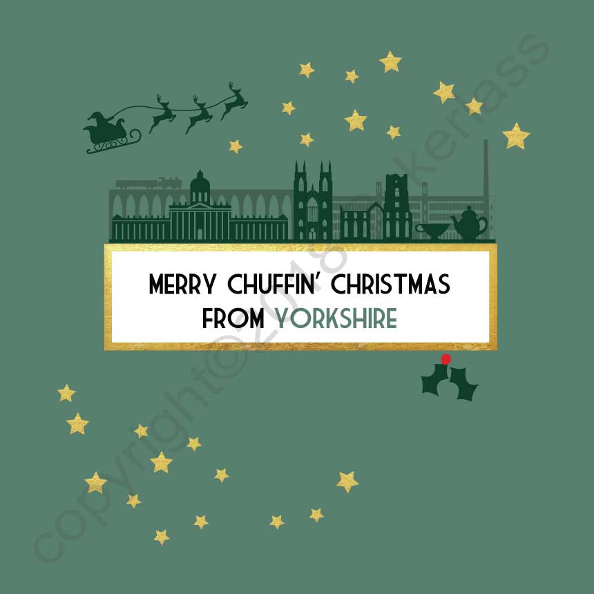 Merry Chuffin Christmas From Yorkshire Christmas Card by Wotmalike