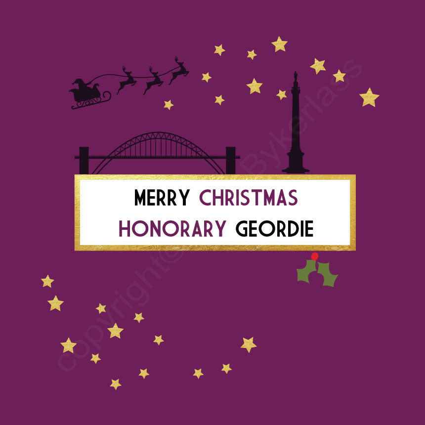 Merry Christmas To An Honorary Geordie Plum Christmas Card by Wotmalike