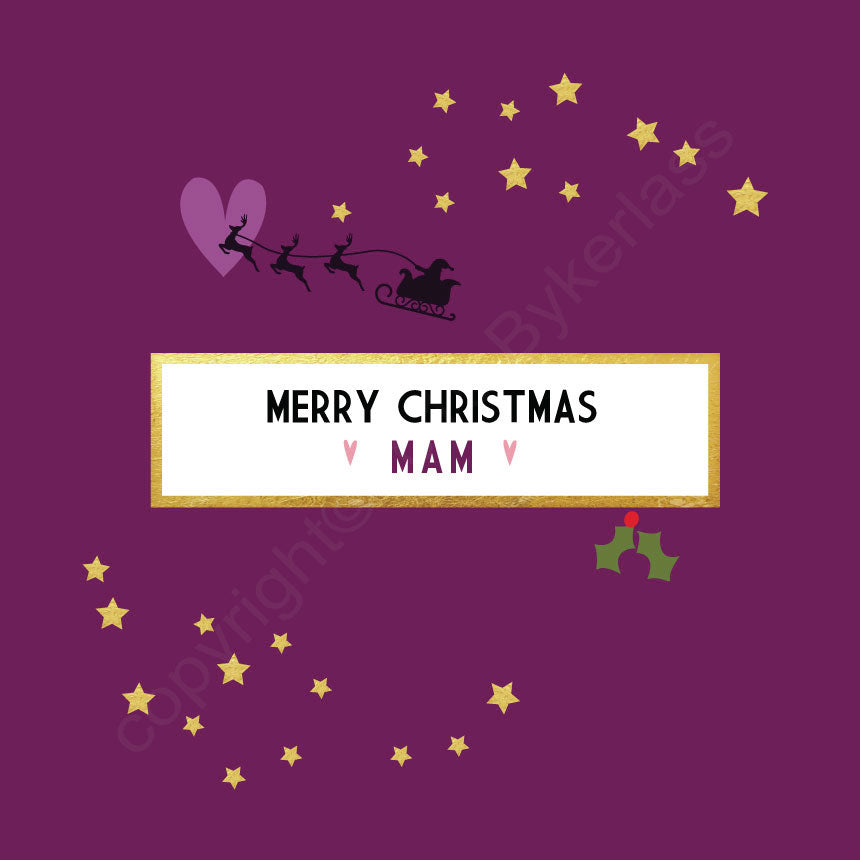 Merry Christmas Mam Plum Christmas Card by Wotmalike