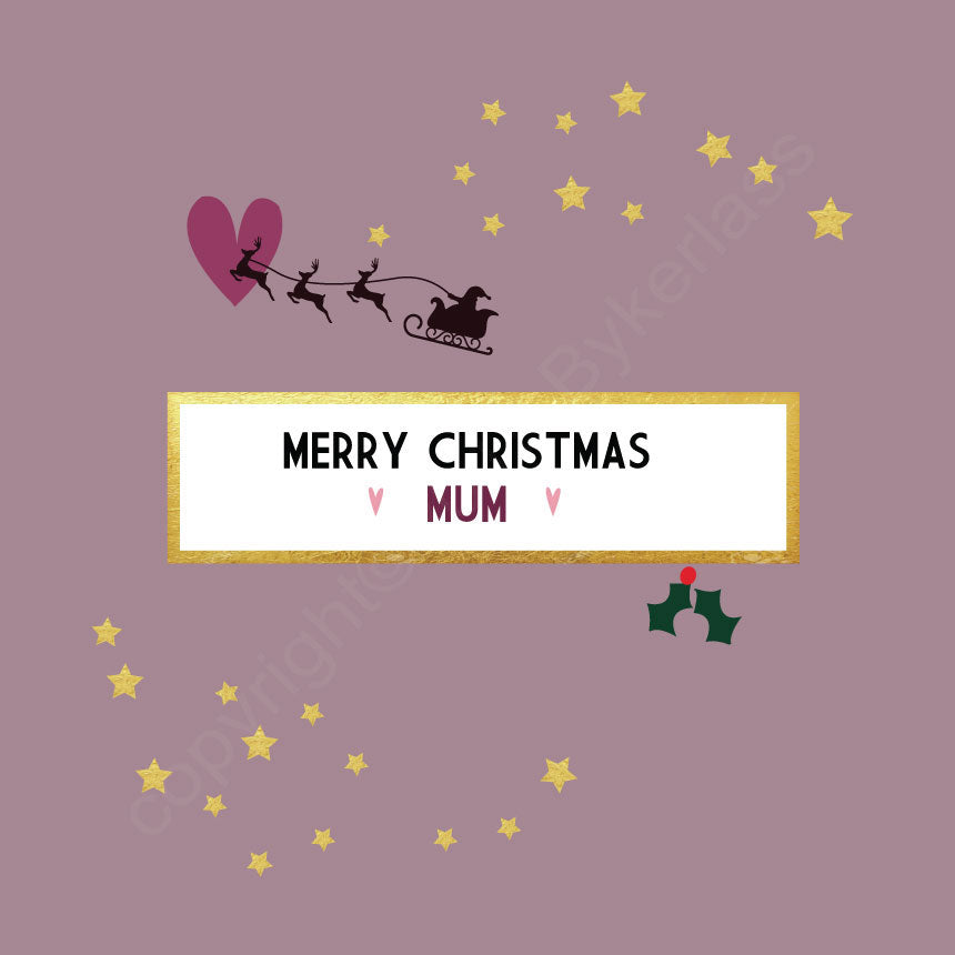 Merry Christmas Mum Pink Christmas Card by Wotmalike