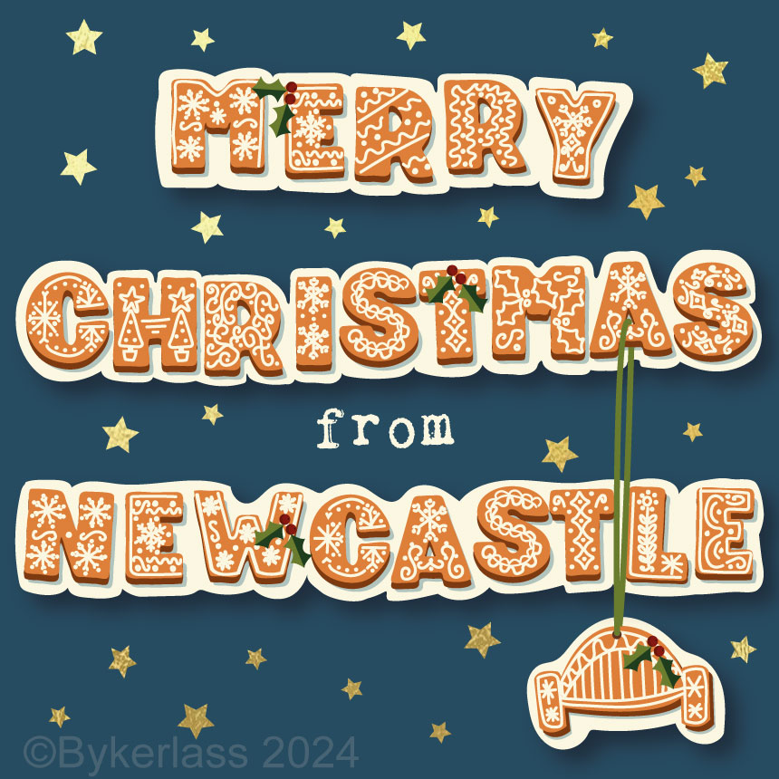 Merry Christmas From Newcastle - Gold Foiled Christmas Card by wotmalike