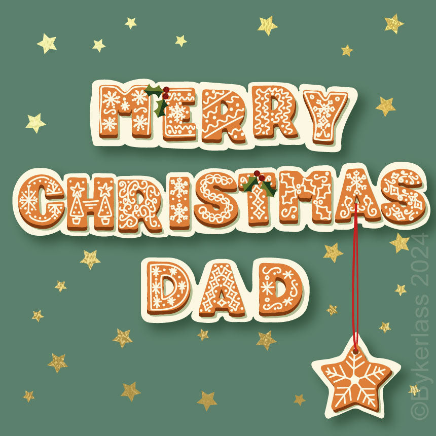Merry Christmas Dad - Gold Foiled Christmas Card by Wotmalike