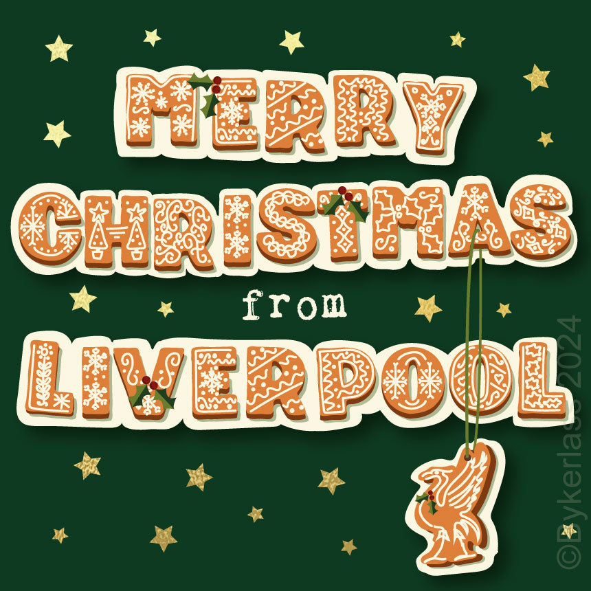 Merry Christmas from Liverpool - Gold Foiled Christmas Card by Wotmalike