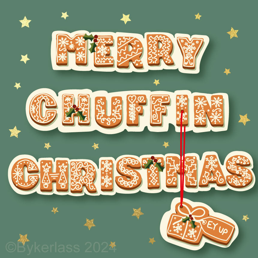 Merry Chuffin Christmas - Gold Foiled Christmas Card --- GBC31