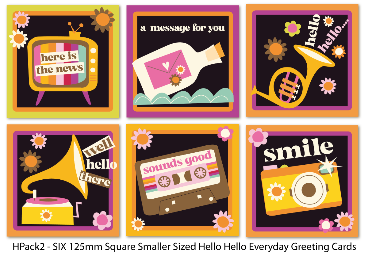 6 Pack of Hello Small Everyday Cards - HPack2