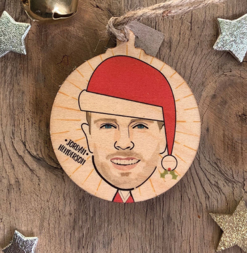 Jordan Henderson Rustic Wooden Christmas Bauble - DOUBLE SIDED RWB1