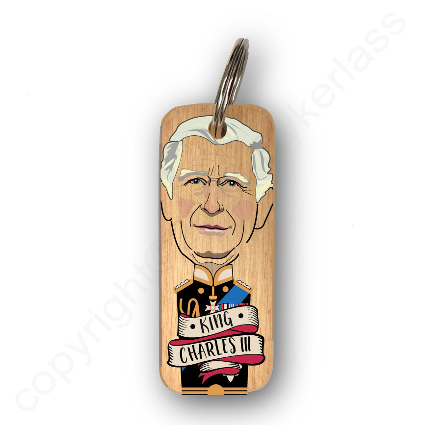 King Charles III Character Wooden Keyring - RWKR1