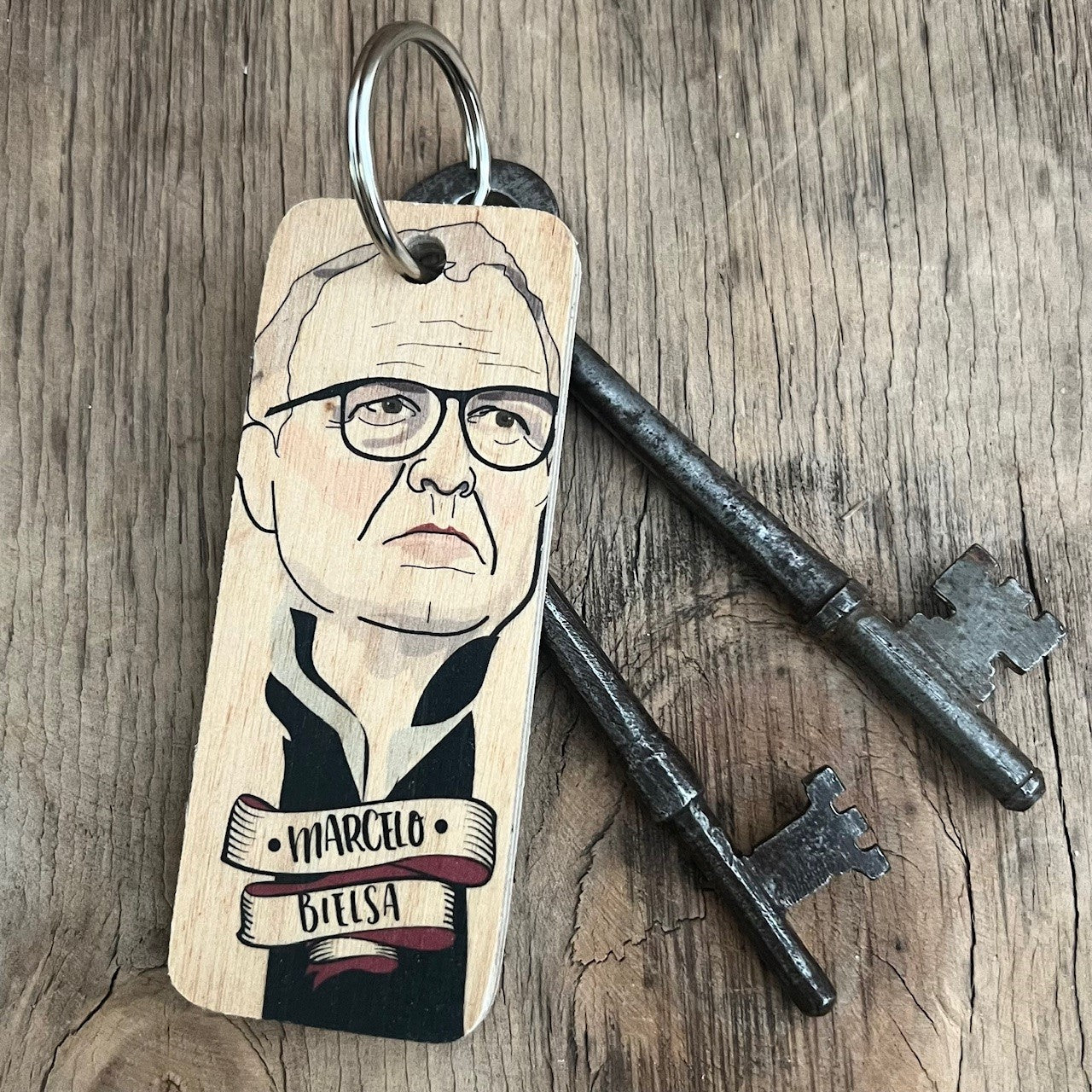 Marcelo Bielsa Character Wooden Keyring - RWKR1