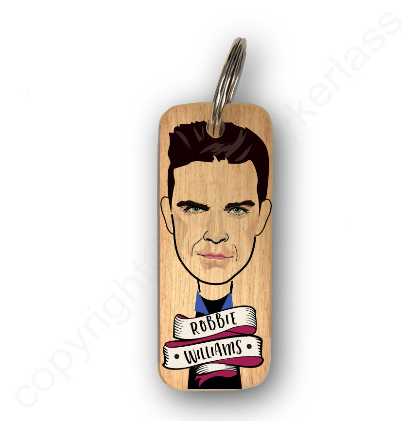 Robbie Williams Character Wooden Keyring - RWKR1