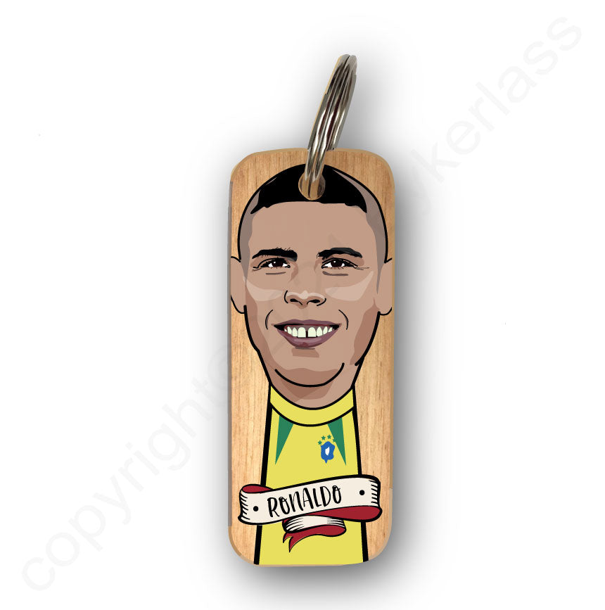 Ronaldo (Brazilian) Character Wooden Keyring