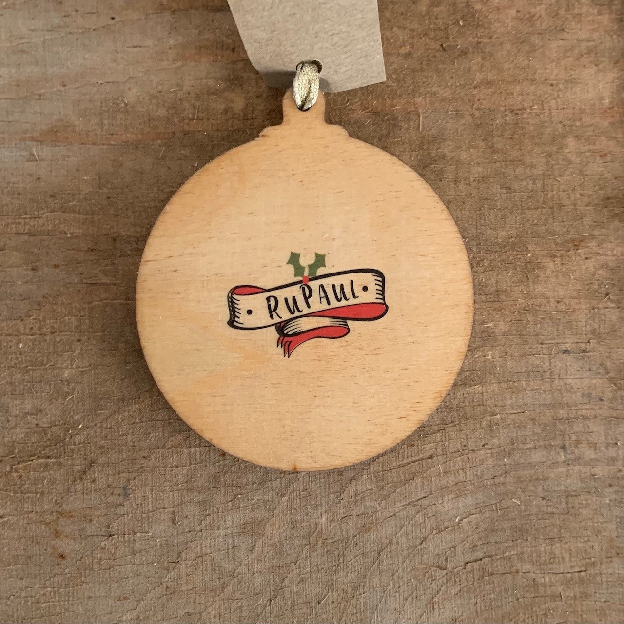Ru Paul - Character Wooden Bauble Hand Painted with Gold Leaf Paint - RWHO
