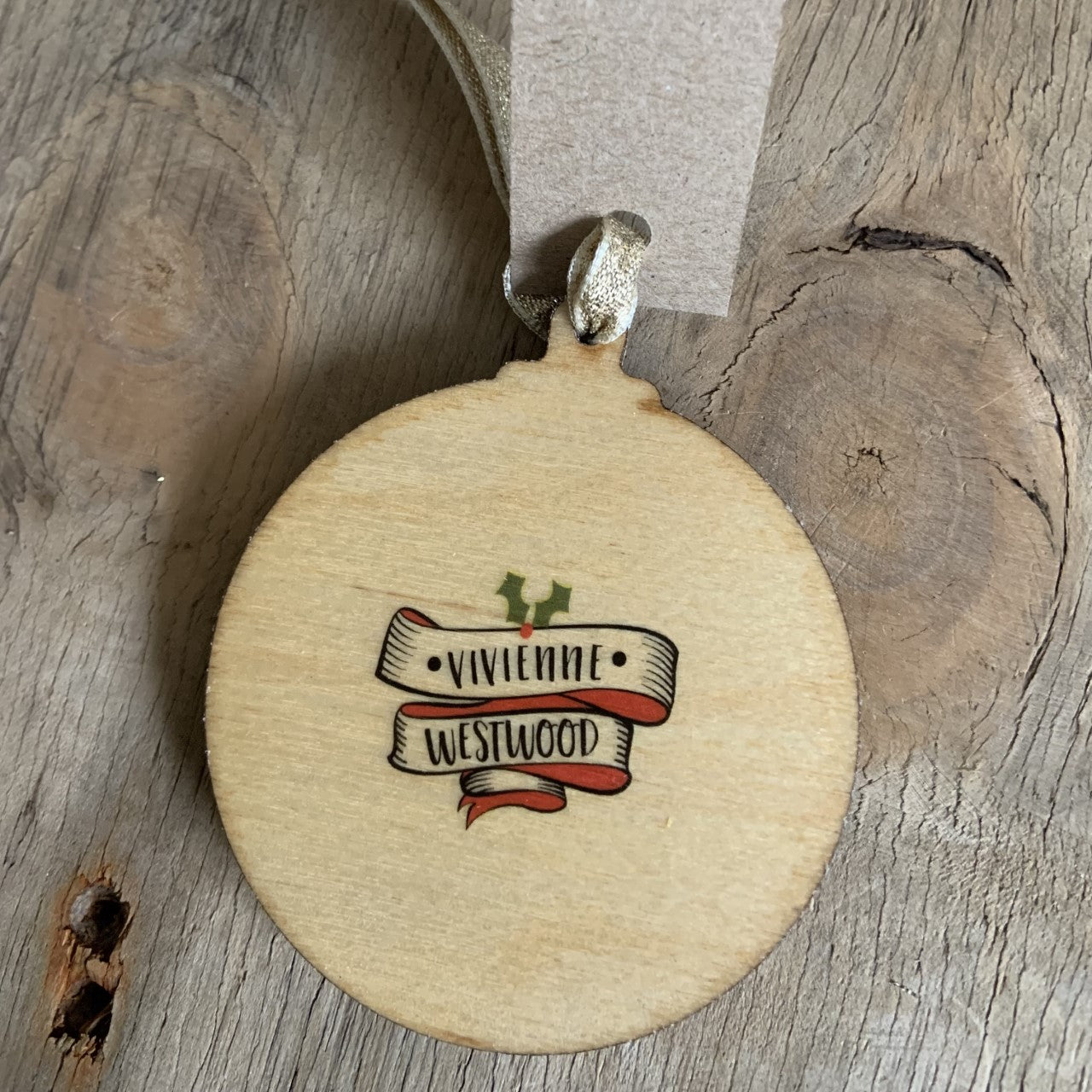 Vivienne Westwood- Character Wooden Bauble Hand Painted with Gold Leaf Paint - RWHO