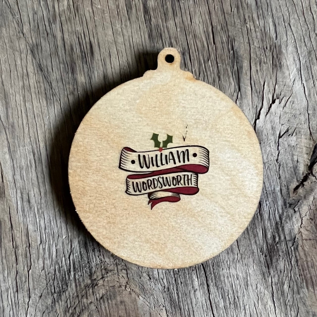 William Wordsworth - Character Wooden Bauble Hand Painted with Gold Leaf Paint - RWHO