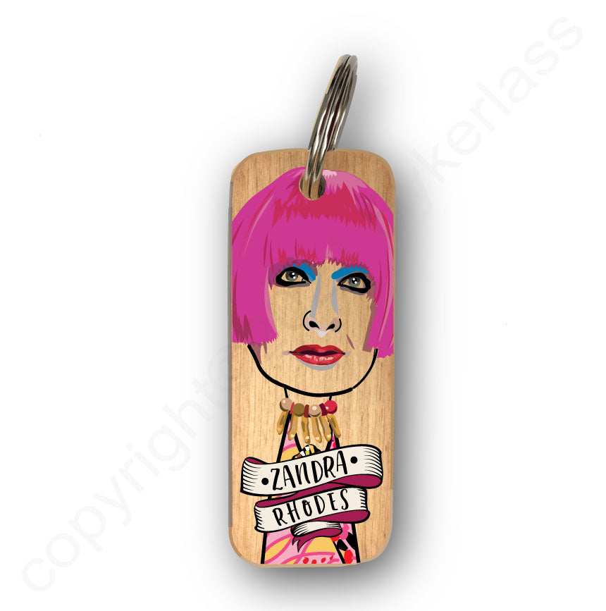 Zandra Rhodes Character Wooden Keyring - RWKR1