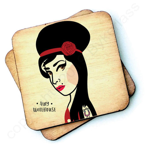 Amy Winehouse Rustic Character Wooden Coaster - RWC1