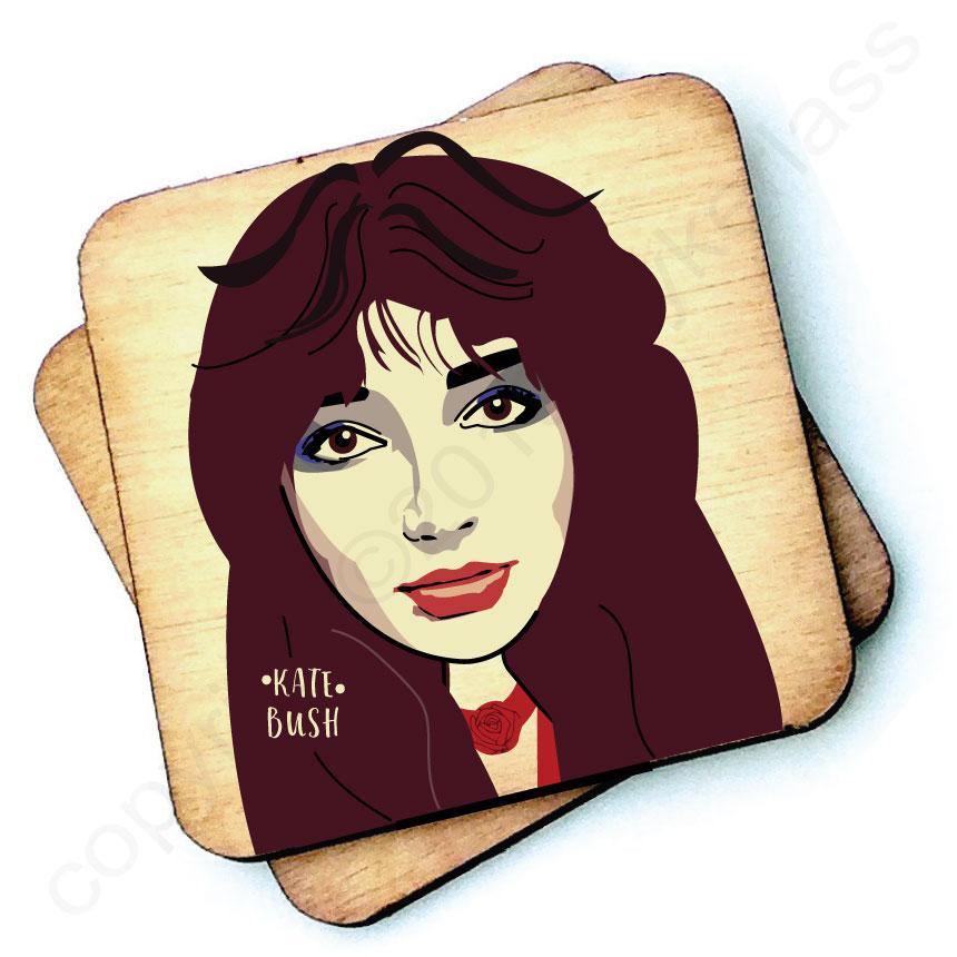 Kate Bush Character Wooden Coaster by Wotmalike