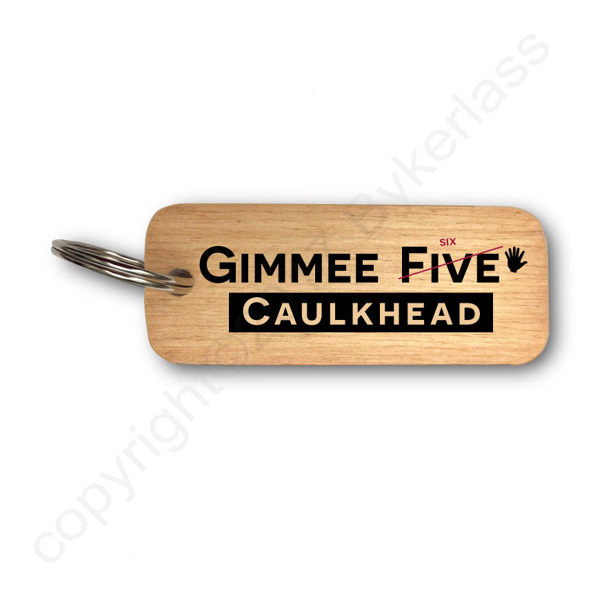 Gimmee Five CAULKHEAD Isle of Wight Wooden Keyring by Wotmalike