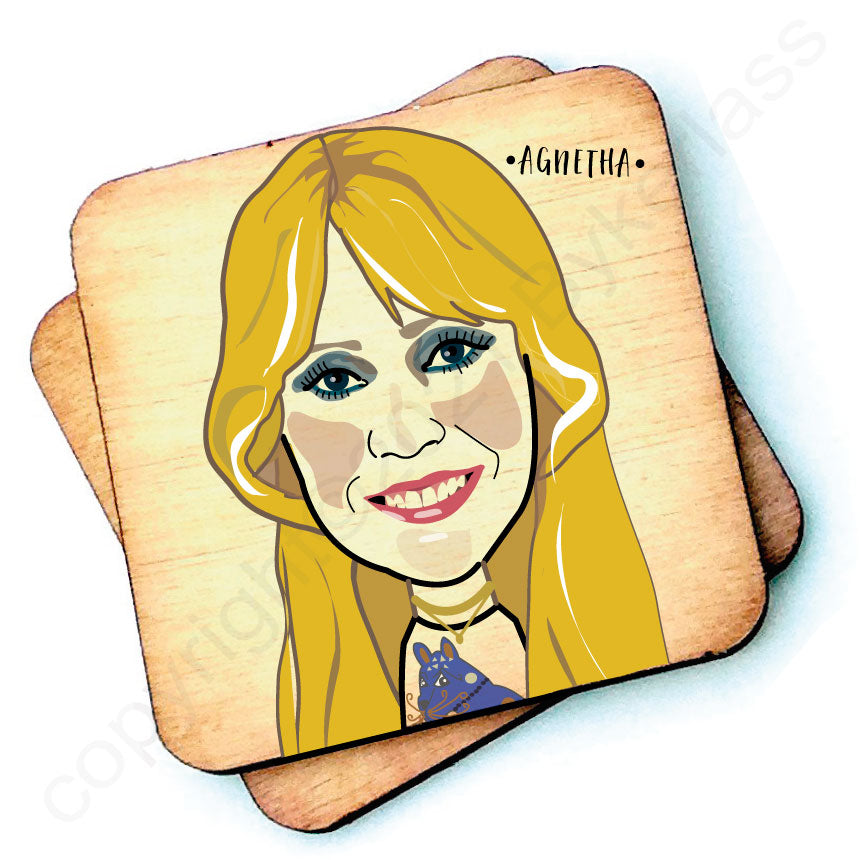 ABBA - Agnetha Character Wooden Coaster by Wotmalike
