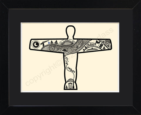 Angel of the North Line Illustration Mounted Print (GMP7)