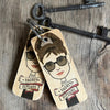 Audrey Hepburn Character Wooden Keyring by Wotmalike
