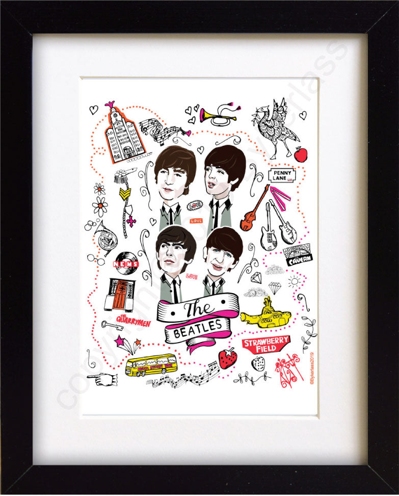 The Beatles Mounted Print by Wotmalike Ltd