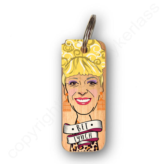 Bet Lynch Character Wooden Keyring by Wotmalike