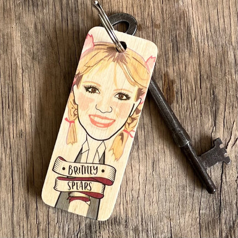 Britney Spears Character Wooden Keyring - RWKR1