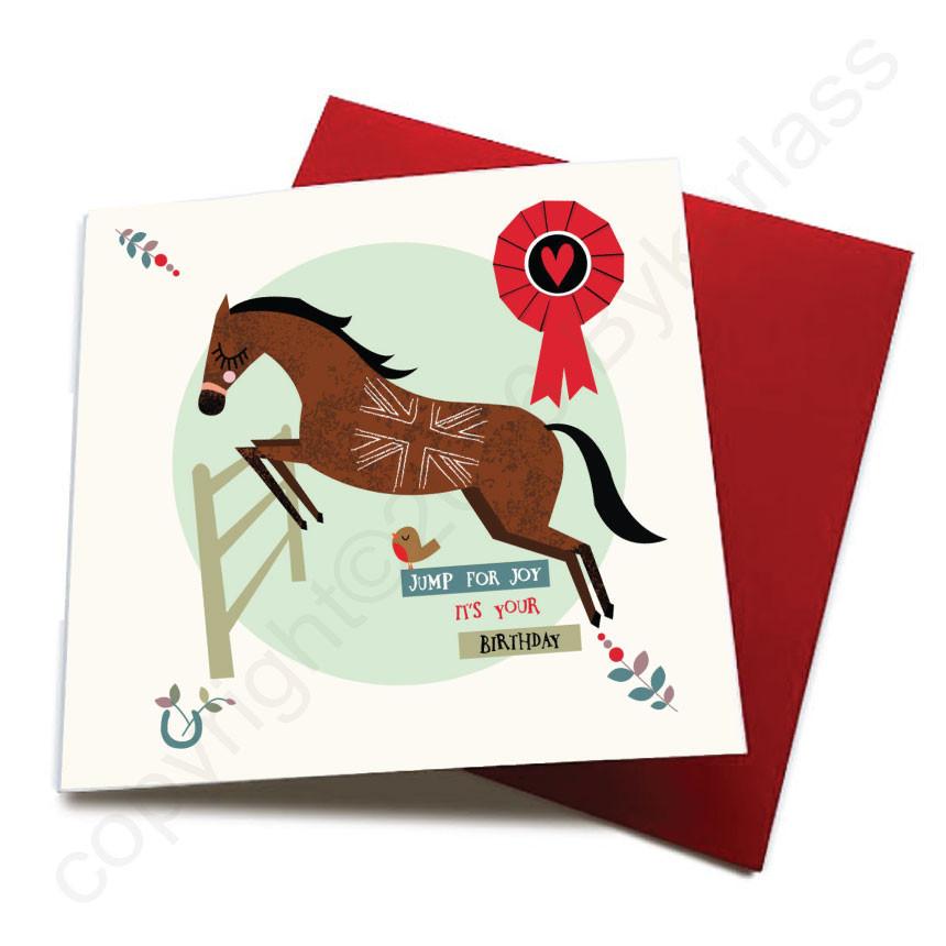 Jump For Joy - Horse Greeting Card CHDS20