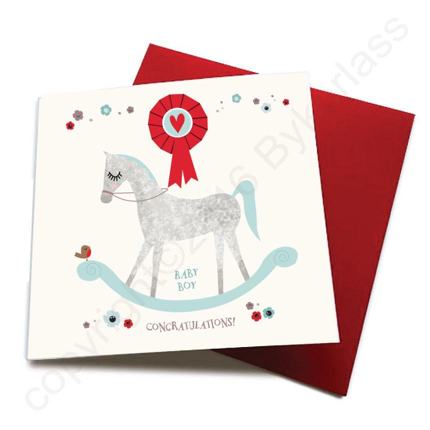 Baby Boy - Horse Baby Birth Card CHDS7
