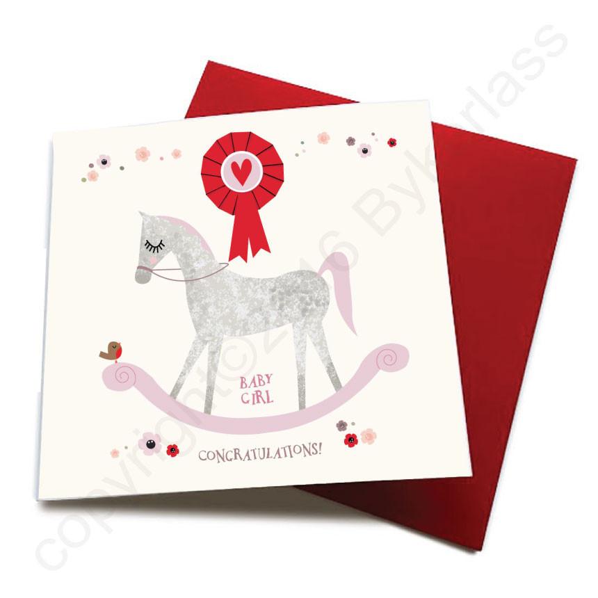 Baby Girl - Horse Baby Birth Card CHDS8