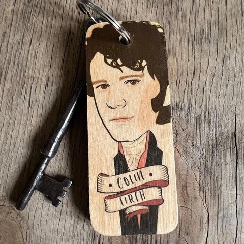 Colin Firth (as Mr Darcy) Character Wooden Keyring - RWKR1