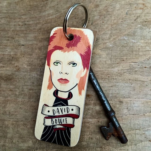 David Bowie Character Wooden Keyring - RWKR1