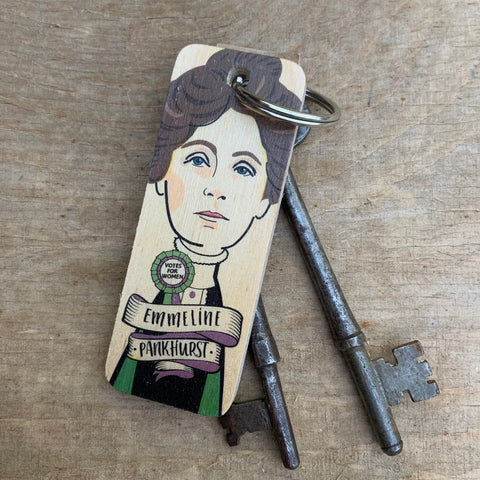 Emmeline Pankhurst Character Wooden Keyring - RWKR1