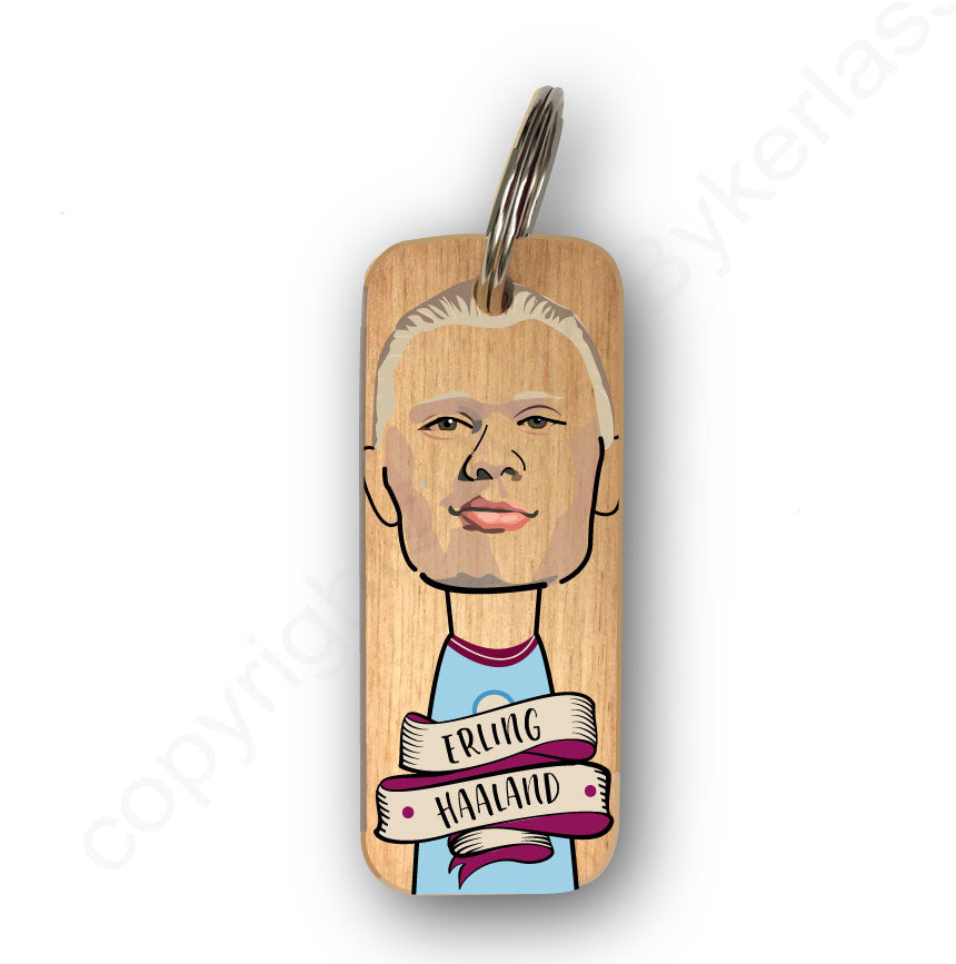 Erling Haaland Character Wooden Keyring