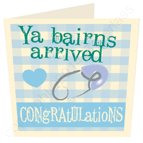 Ya Bairns Arrived Geordie Mugs Baby Boy Card newborn baby Geordie card