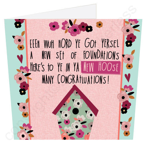 New House Poetry Card by Bykerlass and Matt Reilly Wotmalike makers of Geordie Gifts