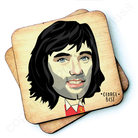 George Best Character Wooden Coaster - RWC1