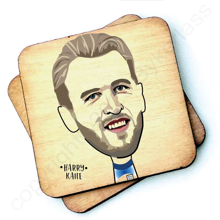 Harry Kane Character Wooden Coaster by Wotmalike