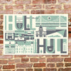 Hull City Scape Tea Towel in Pistachio & Charcoal
