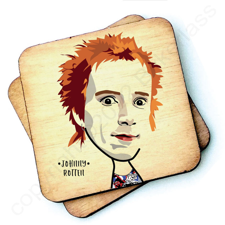 Johnny Rotten Character Wooden Coaster