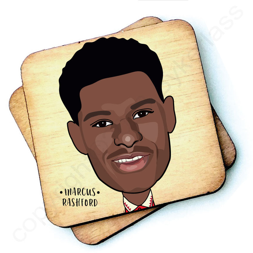 Marcus Rashford Character Wooden Coaster by Wotmalike