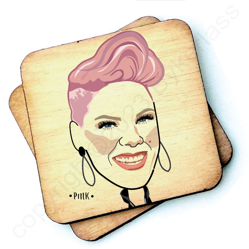 Pink Character Wooden Coaster by Wotmalike