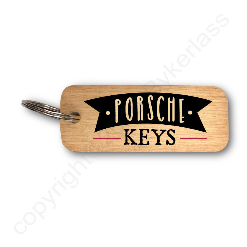 Porsche Keys Rustic Wooden Keyring - RWKR1